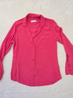 Equipment Femme 100% Silk Button Up Blouse Pink Long Sleeve Shirt Womens Small